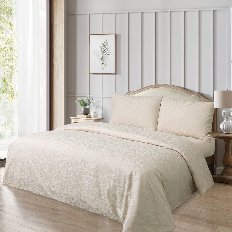 يسكن KIARA JACQUARD 4PC DUVET COVER SET - BEIGE