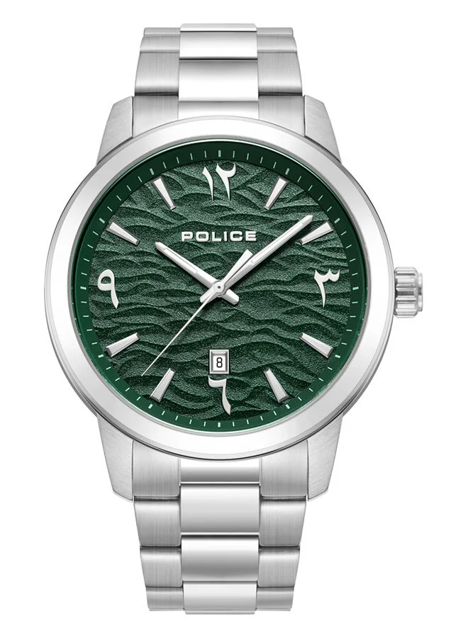 POLICE Raho Watch For Men Green Dial With Silver Bracelet