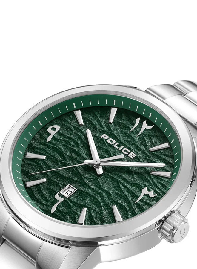 POLICE Raho Watch For Men Green Dial With Silver Bracelet