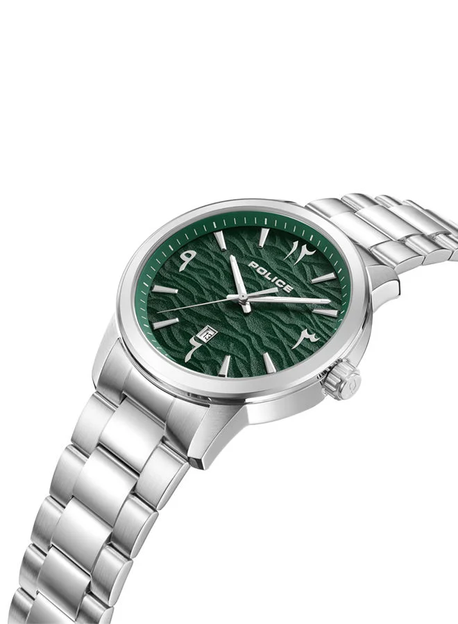 POLICE Raho Watch For Men Green Dial With Silver Bracelet