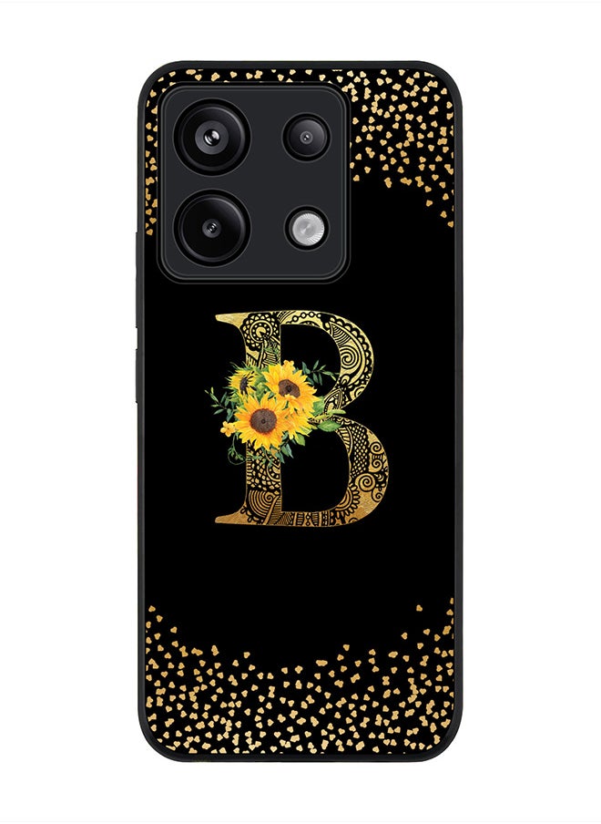 Stylizedd Rugged Black Edge Case for Xiaomi Redmi Note 13 Pro 5G Case Cover- Custom Monogram Initial Letter Mandala Floral Pattern Alphabet - B(Black)  - Image 1