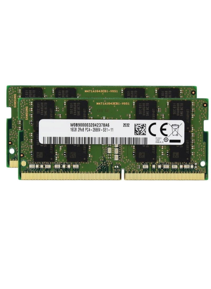 ماركة غير محددة رام لابتوب 32 جيجابايت (2x16 جيجابايت) DDR4 – تردد 2666 ميجاهرتز، SO-DIMM 260 دبوس، PC4-21300، CL19، 1.2 فولت، 2Rx8، متوافق مع Dell Alienware، Inspiron، Latitude، Precision، Vostro و XPS 