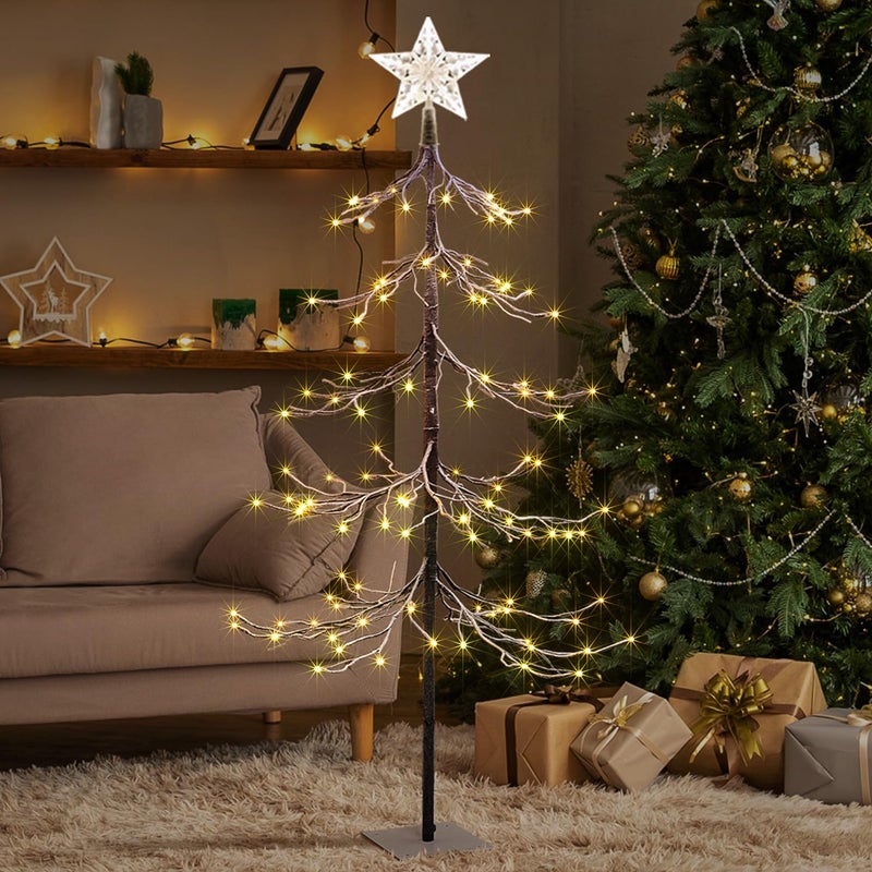 LIGHTSHARE 4 ft Snowy Fir Tree 112 LED Lights for Indoor and Outdoor Use Warm White for Home Festival Party Christmas 4FT