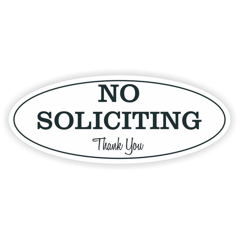 ExcelMark No Soliciting Sign for House or Business - Durable Indoor/Outdoor Sign - Easily Attach to Front Door - UV and Weather Resistant (Medium - 2.8""x 7""  White with Black Letters) - Image 1