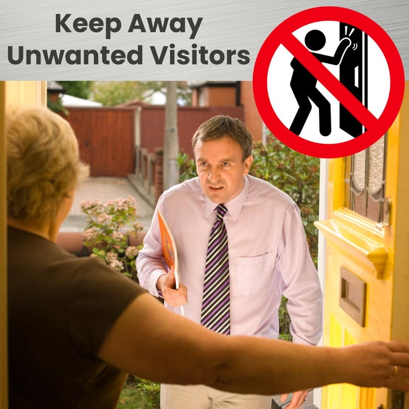 ExcelMark No Soliciting Sign for House or Business - Durable Indoor/Outdoor Sign - Easily Attach to Front Door - UV and Weather Resistant (Medium - 2.8""x 7""  White with Black Letters) - Image 4