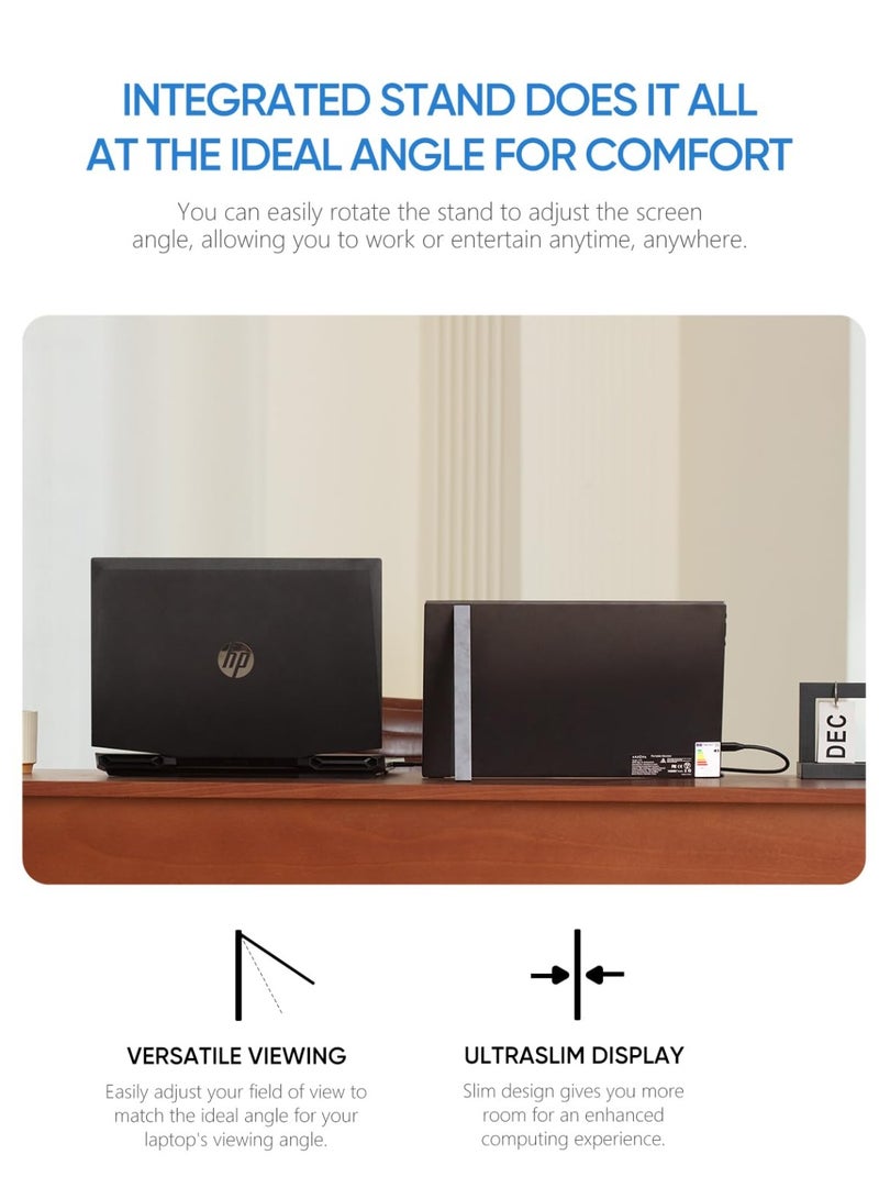 ARZOPA Portable Monitor Kickstand, 14.0" Ultra Slim Portable Laptop Monitor FHD 1080P External Display with Dual Speakers Second Screen for Laptop PC Phone Xbox PS4/5 Switch - Image 5