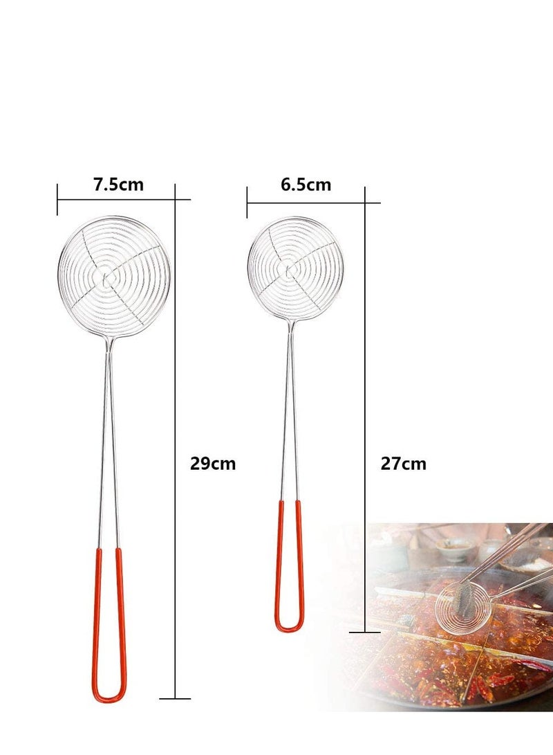 Barakah 6 PCS Strainer Skimmer Ladle Silicone Handle Wire Skimmer Spoon Stainless Steel Sieve Set Hot Pot Strainer for Cooking and Frying - Image 2