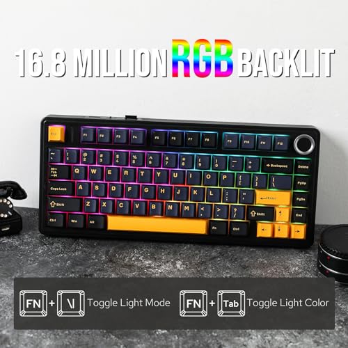 EPOMAKER x Aula F75 Gasket Mechanical Keyboard, 75% Wireless Hot Swappable Gaming Keyboard with Five-Layer Padding&Knob, Bluetooth/2.4GHz/USB-C, RGB (Black, LEOBOG Reaper Switch) - Image 5
