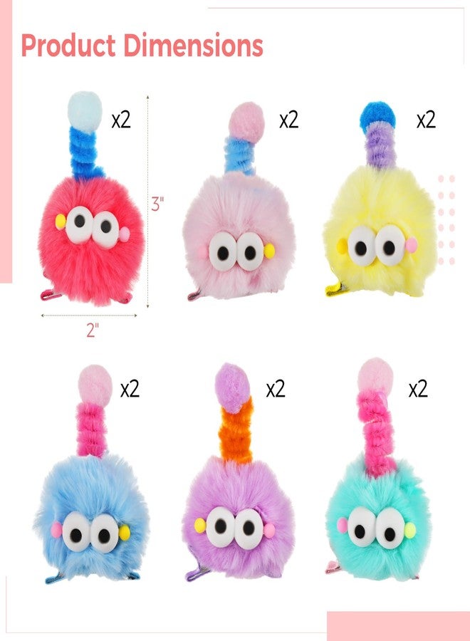NIMBLOOM 12 PCS Fluffy Pop Pop Hair Clips, Crazy Hair Day Accessories, Cute Fuzzy Hair Clips, Funny Spiral Pom Pom Hair Clip for Little Ones, Colorful Novelty Hair Barrettes, Party Event Supplies - Image 4