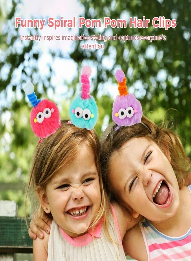NIMBLOOM 12 PCS Fluffy Pop Pop Hair Clips, Crazy Hair Day Accessories, Cute Fuzzy Hair Clips, Funny Spiral Pom Pom Hair Clip for Little Ones, Colorful Novelty Hair Barrettes, Party Event Supplies - Image 2