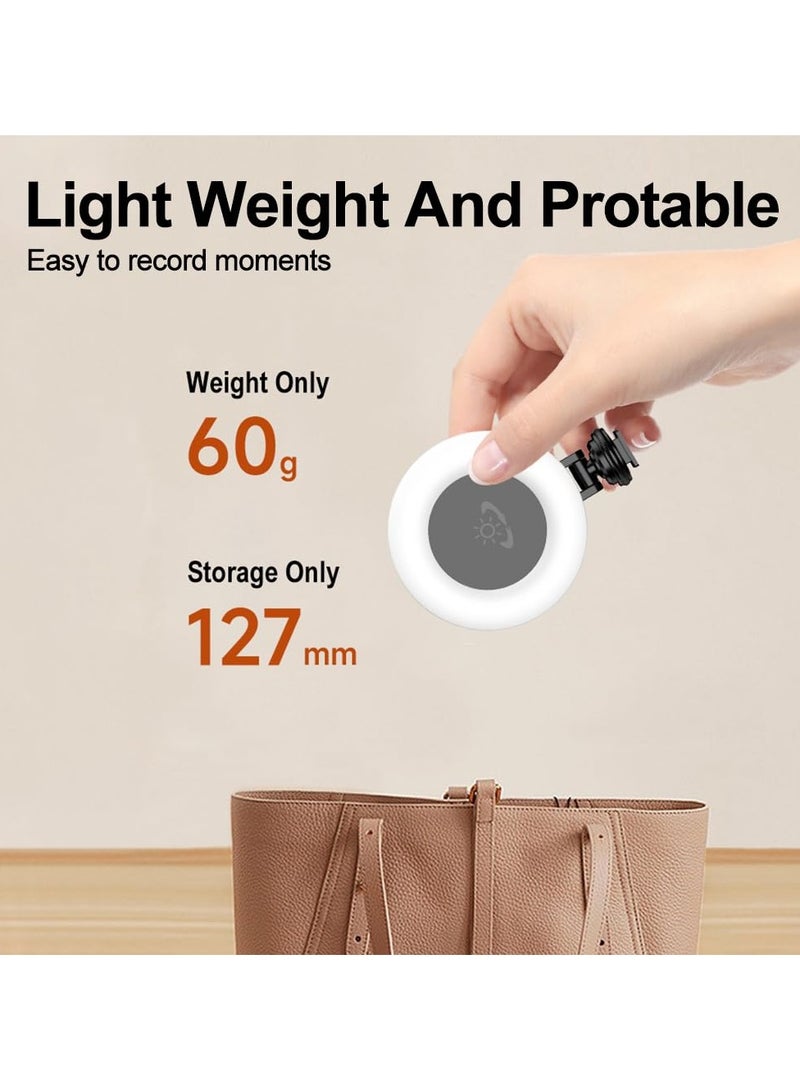 ضوء حلقة LED قابل لإعادة الشحن، ضوء سيلفي محمول مع 3 أوضاع إضاءة قابلة للتعديل، مناسب للهاتف، آيباد، كاميرا، لابتوب، ضوء هاتف قابل للدوران 360° للسيلفي، للمكياج - Image 4