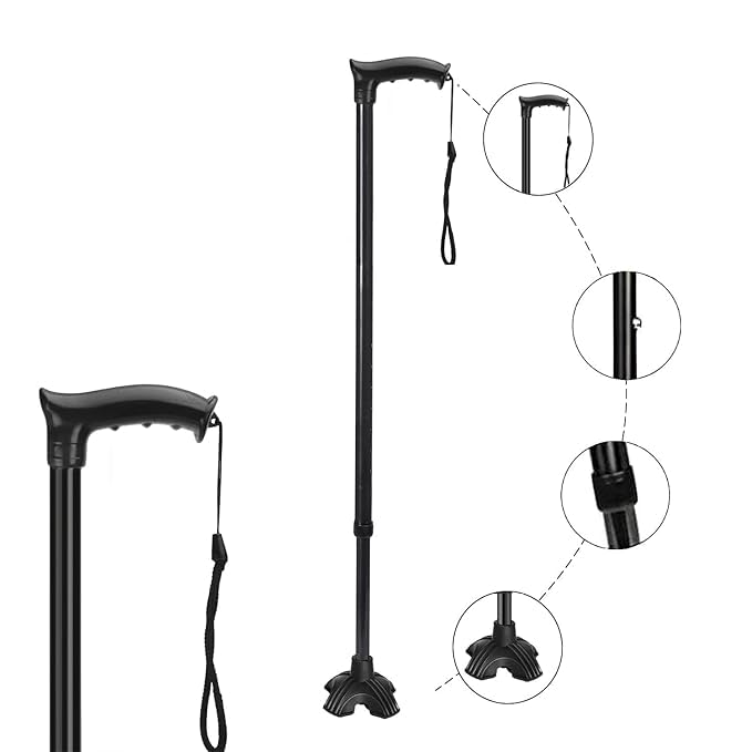 MCP Walking Stick with Adjustable Height, Mild-Steel Body, Light Weight for Men/Women, Patients, Old People with Big Shoe (Black) - Image 5