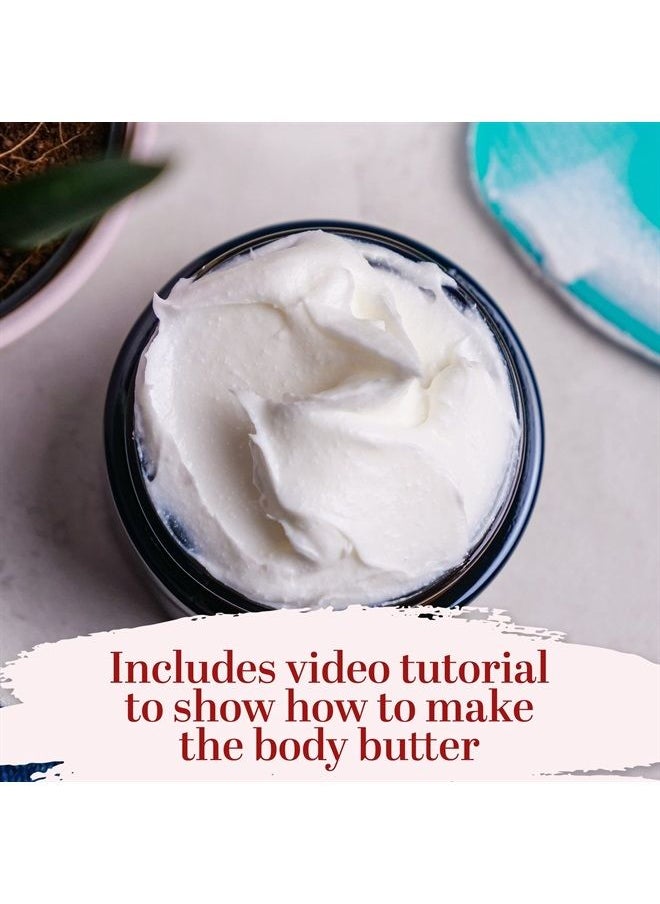 Cocoa Body Butter Making Kit |Includes Unrefined Cocoa Butter, Jojoba Oil, Coconut Oil, 2 Jars and DIY Whipped Cocoa Butter Recipe Card with link to Video Tutorial | Makes Natural Whipped Lotion | By
