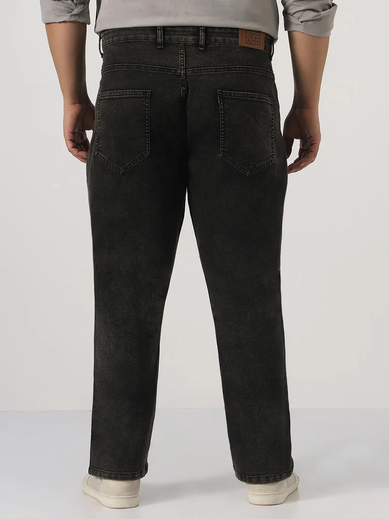 Urbano Fashion  Urbano Plus Men's Black Straight Fit Heavy Washed Jeans Stretchable  | Best Price UAE