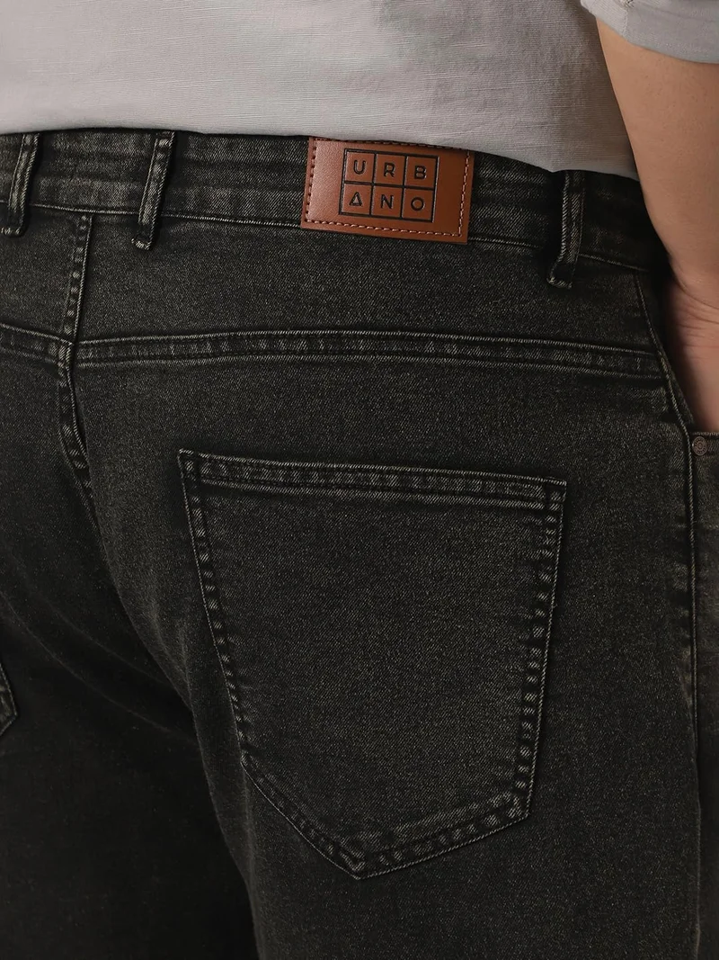 Urbano Fashion  Urbano Plus Men's Black Straight Fit Heavy Washed Jeans Stretchable  | Best Price UAE