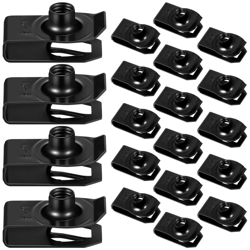 20 Pcs Black U Clip Nuts Metal Fasteners for Automotive Body Panel Bumper Trim Replacement - Image 2