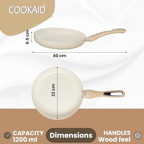 COOKAID Ceramic Sauce Pan 22cm 1.2 Litre | Velora Saucepan Non Stick Coating | ISI Certified | Non-Toxic Aluminium Tea Pan for Cooking | Cookware Pot, Pans Milk, Coffee Cooktops Home/Kitchen - Image 2
