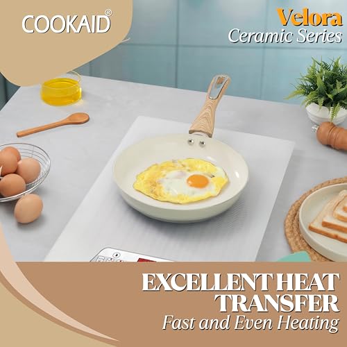 COOKAID Ceramic Sauce Pan 22cm 1.2 Litre | Velora Saucepan Non Stick Coating | ISI Certified | Non-Toxic Aluminium Tea Pan for Cooking | Cookware Pot, Pans Milk, Coffee Cooktops Home/Kitchen - Image 3