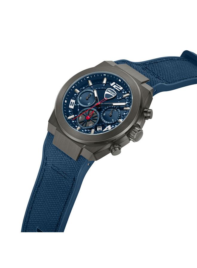 Ducati DT014 Men's Blue Dial Blue Silicone-Nylon Strap Chronograph Watch for Men 41mm - Image 2