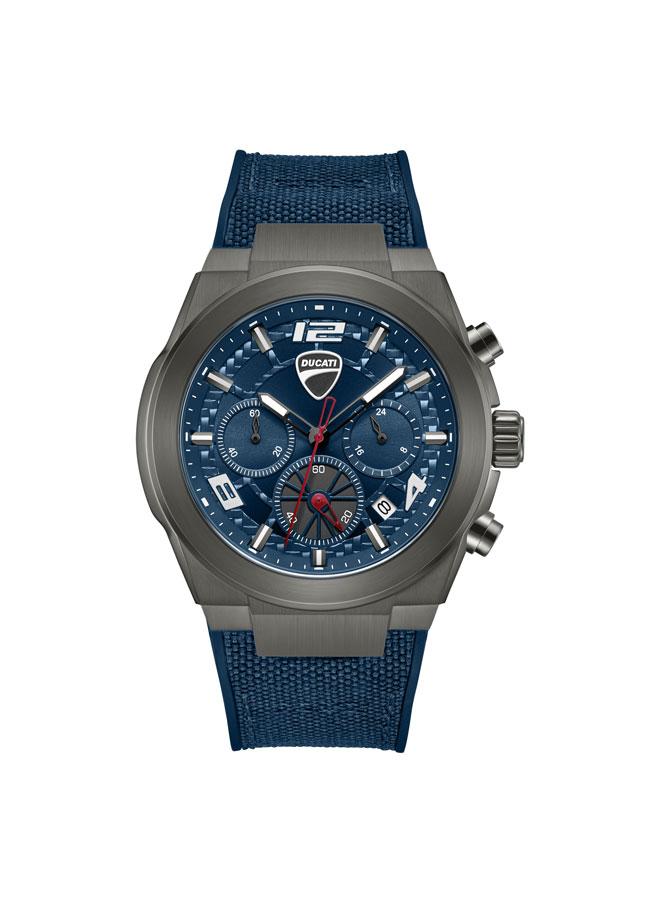 Ducati DT014 Men's Blue Dial Blue Silicone-Nylon Strap Chronograph Watch for Men 41mm - Image 1