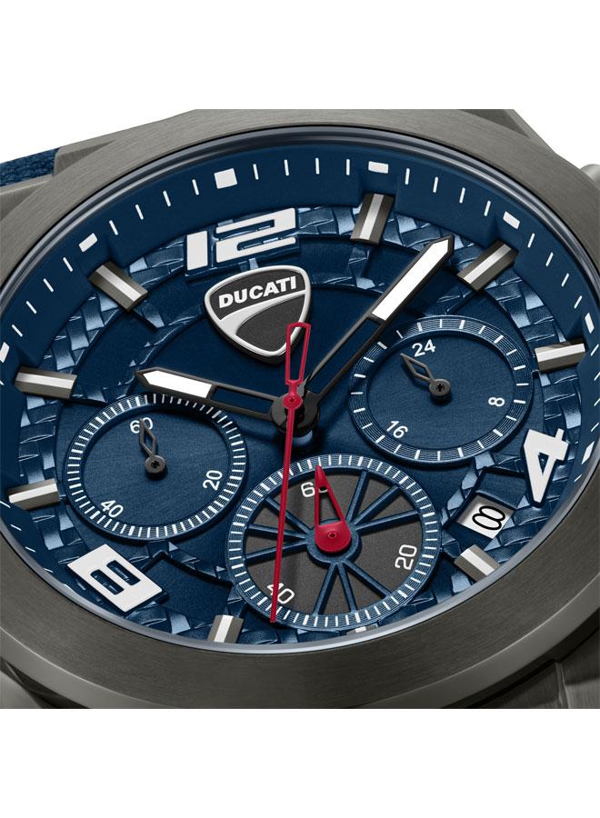 Ducati DT014 Men's Blue Dial Blue Silicone-Nylon Strap Chronograph Watch for Men 41mm - Image 4