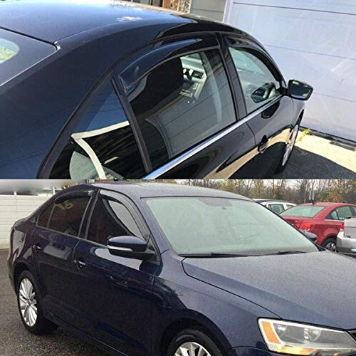 Lightronic Extra Durable Outside-Mount Auto Vent Window Visor, Fits 2011-2018 Volkswagen Jetta, UV Protection Rain Guard, Original Wind Deflector, No-Drill Easy Install, Dark Smoke, 4-Pcs - Image 4
