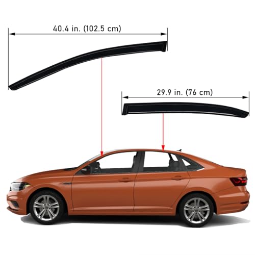 Lightronic Extra Durable Outside-Mount Auto Vent Window Visor, Fits 2011-2018 Volkswagen Jetta, UV Protection Rain Guard, Original Wind Deflector, No-Drill Easy Install, Dark Smoke, 4-Pcs - Image 2