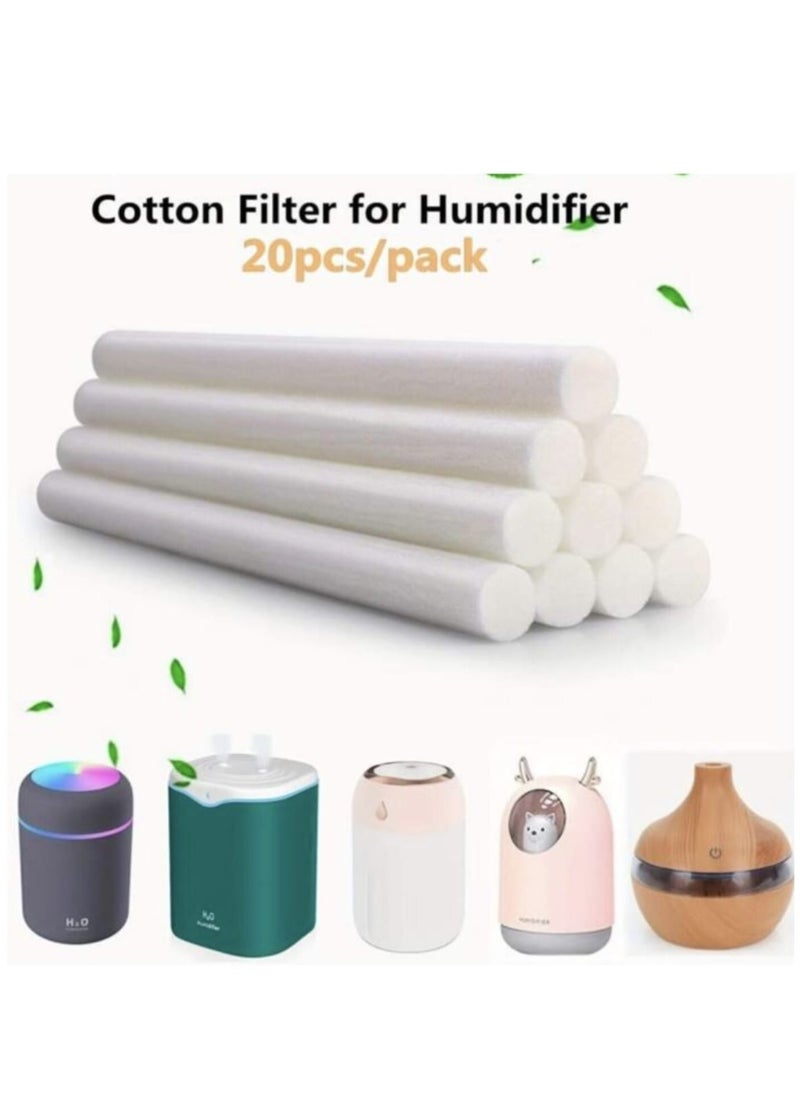 Humidifier Filter Sponge Sticks Diameter Set of 20 Sticks, Universal Sponge Sticks for Air Humidification with Usb-Powered Ultrasonic Humidifier
