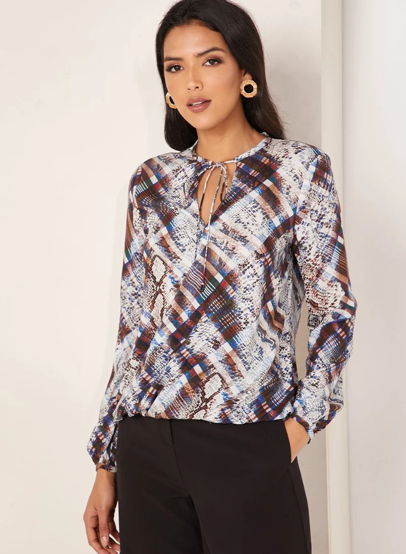 Ted Baker Lyzaa Tie Neck Printed Top