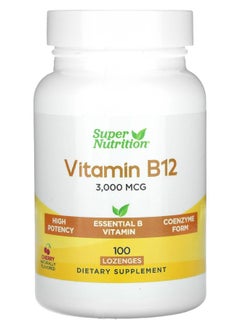 Super Nutrition Vitamin B12 Cherry 3000 mcg 100 Lozenges 