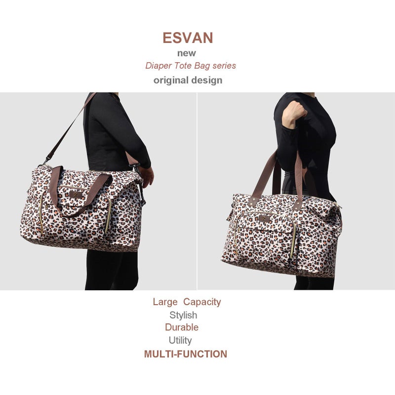 ESVAN Diaper Bag Tote, Travel Overnight Carry-on Duffel Gym Bag, Multifunction Linen Canvas Dry Wet Maternity weekender - Image 2