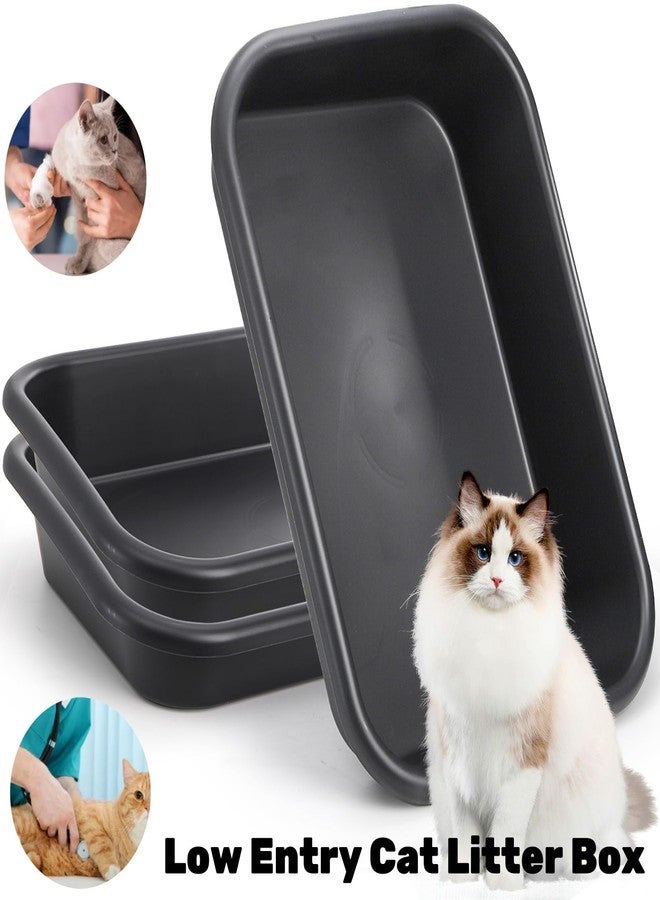Tlence 3 Pack Low Entry Cat Litter Box, 23" Open Top Pet Litter Pan for Kitten, Extra Large Senior Cat Travel Toilet, Shallow Potty Tray Boxes for Indoor Outdoor Frail Handicap Disabled Elderly Cats - Image 5