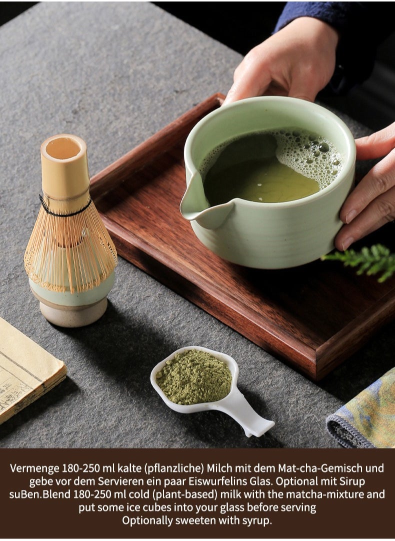 CHHQLZS - 7Pcs Matcha Green Tea Whisk Set, Matcha Kit with Matcha Bowl (with Pouring Spout), Matcha Whisk, Whisk Holder, Strainer - Elegant Matcha Set for Gifting and Personal Use, Gift Box Packaging - Image 1