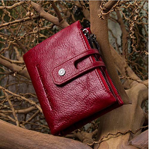 Contacts Men's Genuine Leather Wallet | RFID Blocking Wallet for Men| 14 Card Slots, 1 ID Window | 2 Zipper Compartments, Button Closure (Red)…… - Image 4
