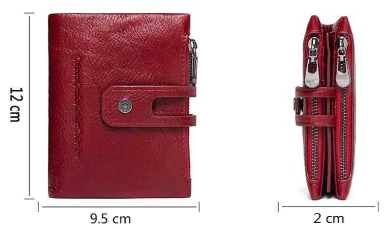 Contacts Men's Genuine Leather Wallet | RFID Blocking Wallet for Men| 14 Card Slots, 1 ID Window | 2 Zipper Compartments, Button Closure (Red)…… - Image 5