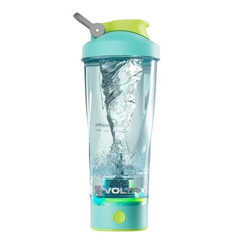 VOLTRX Electric Shaker Bottle  VortexBoost Portable USB C Rechargeable Protein Shake Mixer Shaker Cups for Protein Shakes BPA Free Waterproof Colored Light Base 24 oz Aurora Green