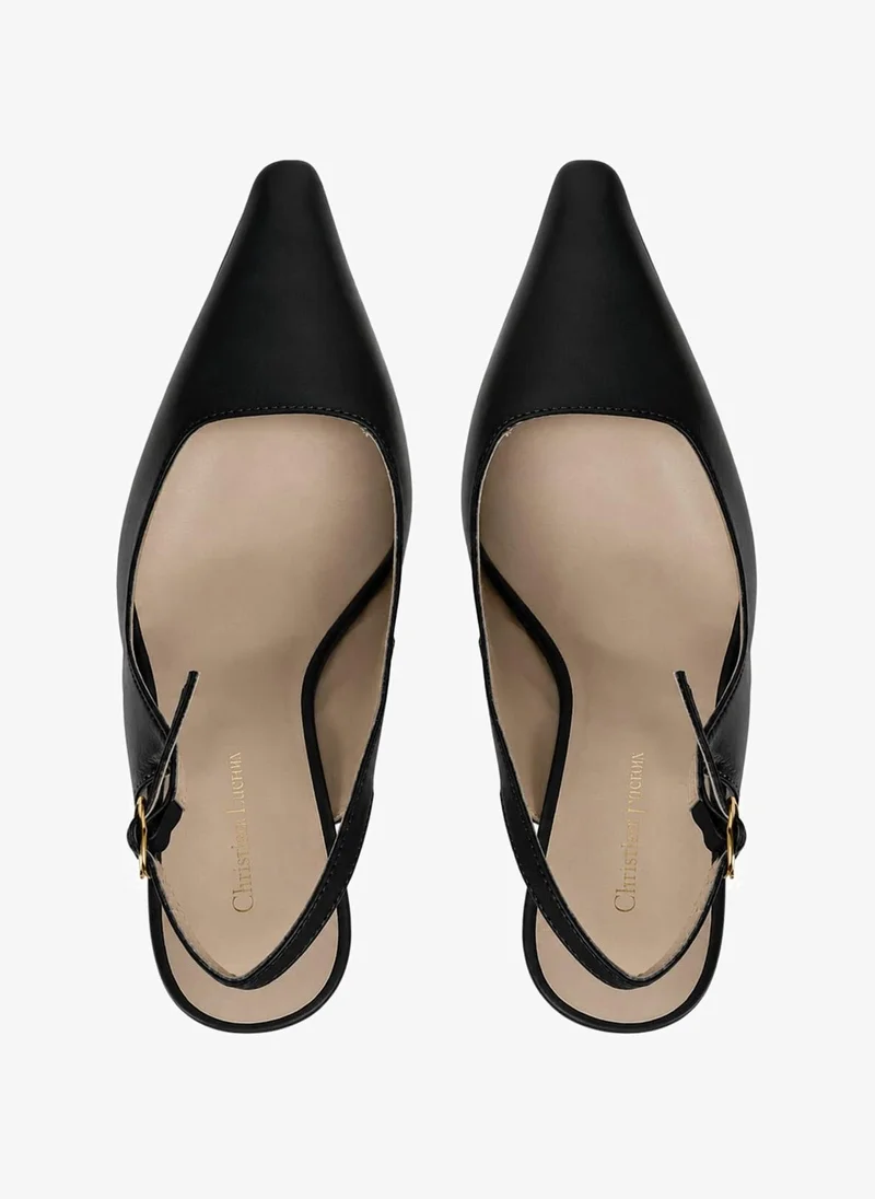 Christian Lacroix Christian Lacroix Women's Leather Slingback Pumps - Decollete - Black