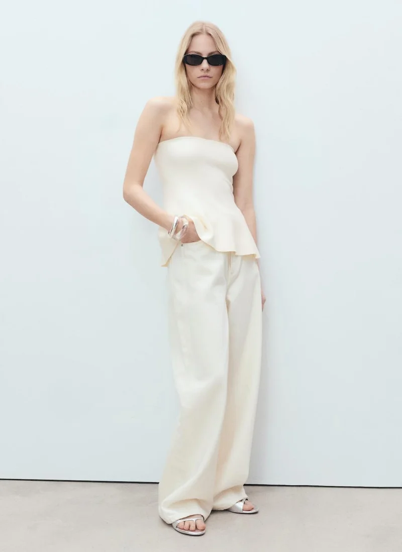 MANGO Strapless Knitted Top