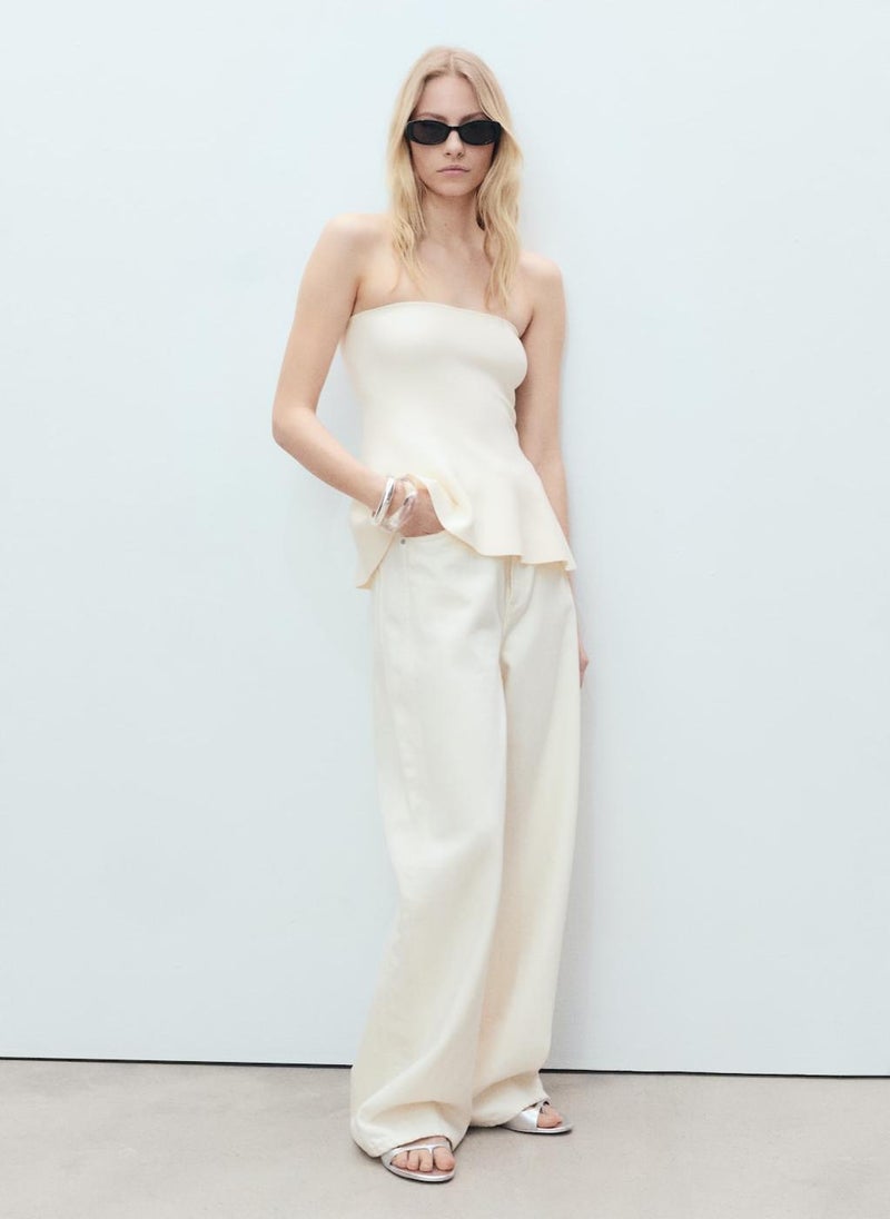 MANGO - Strapless Knitted Top - Image 1