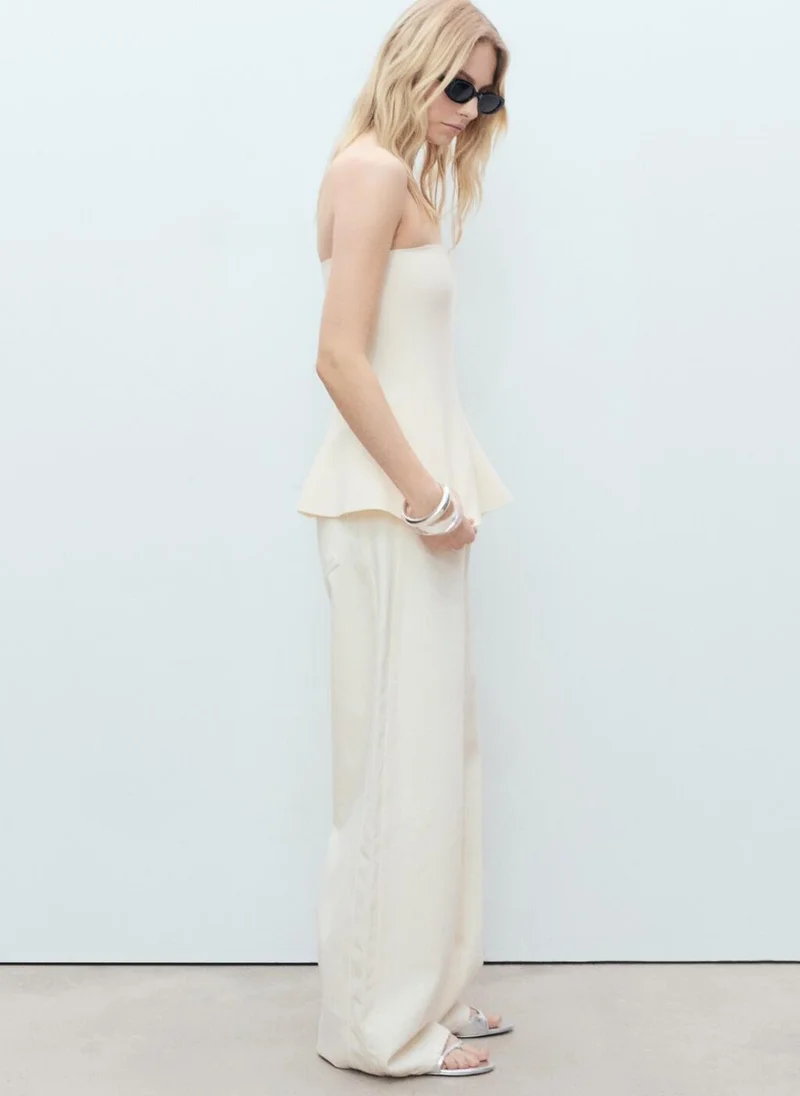 MANGO Strapless Knitted Top