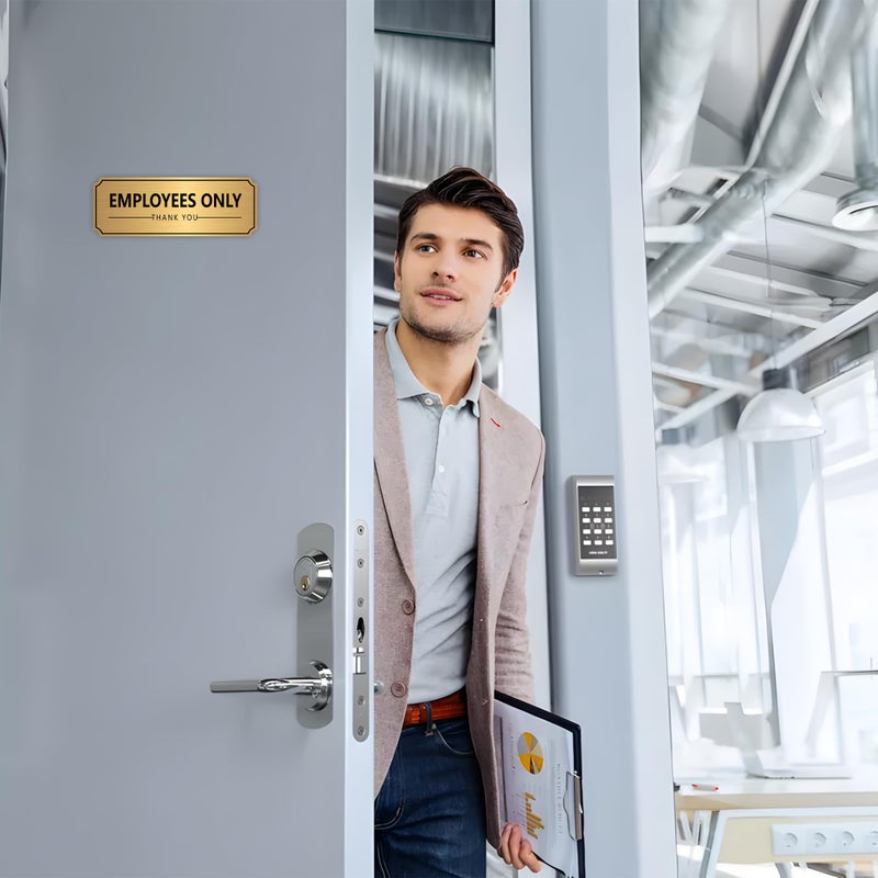 LUHIMO Employees Only Sign Sticker for Doorï¼ŒSelf-Adhesive Weatherproof Vinyl Brushed Gold Staff Only Door Signï¼ŒEmployee Only Thank You Decor for Home, Houseï¼ŒBusiness, Store,Restaurant - Image 5