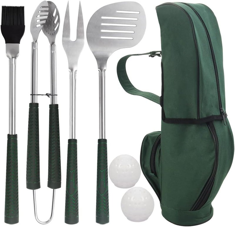 POLIGO 7PCS Golf-Club Style BBQ Tools Set Grilling Tools with Rubber Handle - Stainless Steel Grill Accessories for Outdoor Grill Set Premium Grill Utensils Set Christmas Birthday Gifts for Men Dad - Image 1