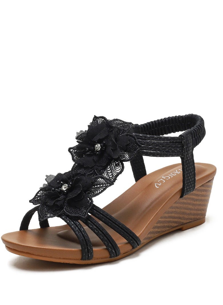 SIKETU 2025 Summer Slope With Women Retro Flower Vacation Roman Sandals For Women  - Image 1