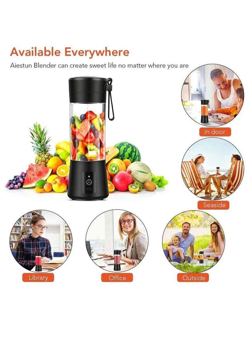 Generic - Portable Blender, Travel Blender, Mini Blender, Personal Mixer Fruit Rechargeable with USB, 380ml, Fruit Juice for Great Mixing (Black) - Image 1