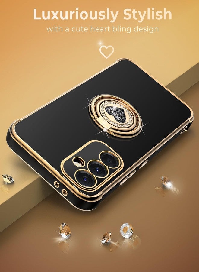 XYZ for Galaxy A36 5G Case with Stand, for Samsung A36 Case with Double Ring, Women Girls Bling Luxury Protective Phone Case Heart for Samsung Galaxy A36 5G, Black - Image 3