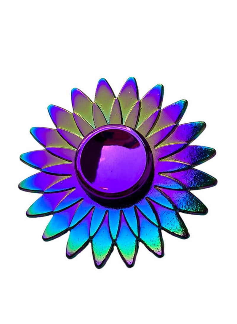 Metal Lotus Fidget Spinner To Reduce Stress And Anxiety, Finger Spinner Metal Focus Stainless Steel, Eliminate Boredom For Kids Adults, Birthday Gift (Rainbow Color)  - Image 1