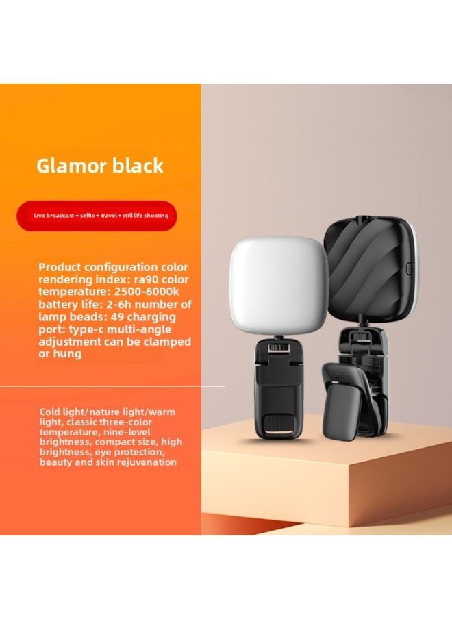 Generic Supplementary Light Mobile Phone Live Beauty Lighting Light RGB Pocket Light Full Color Led Atmosphere Light USB Charging Clap Light-Specifications:❀✿▷d1 Black [can Be Clipped Or Hung]  - Image 1