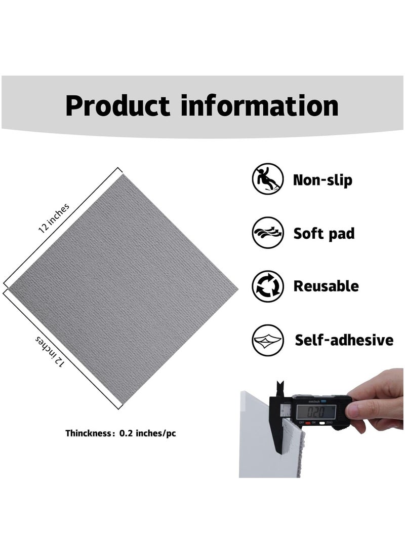 MileMelo Peel and Stick Carpets, Self-Adhesive Square Soft Carpets,12inx12in DIY Washable Carpets,for Bedroom,Dining Room(10pcs,Color:Grey) - Image 2