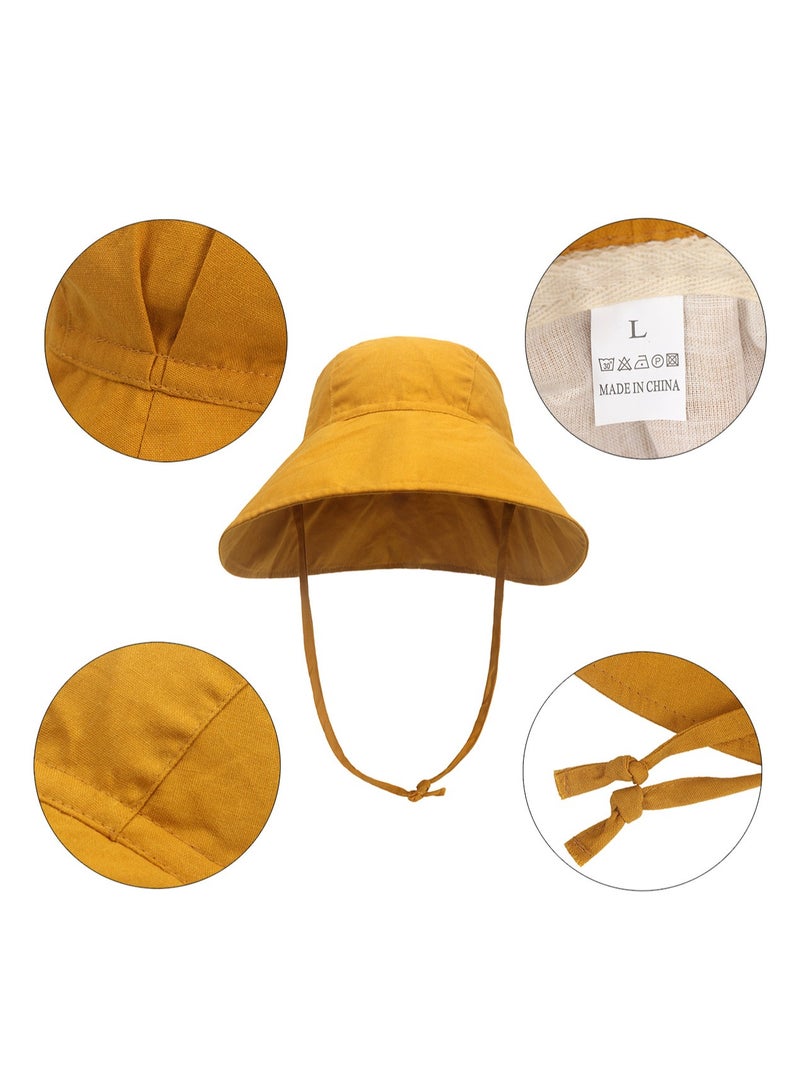 Children's Outdoor Sun Hat With Large Brim Yellow  - Image 2