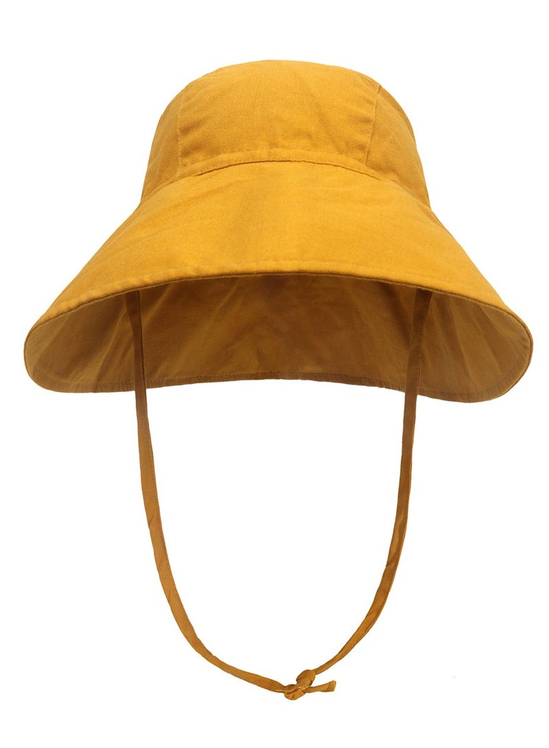 Children's Outdoor Sun Hat With Large Brim Yellow  - Image 1